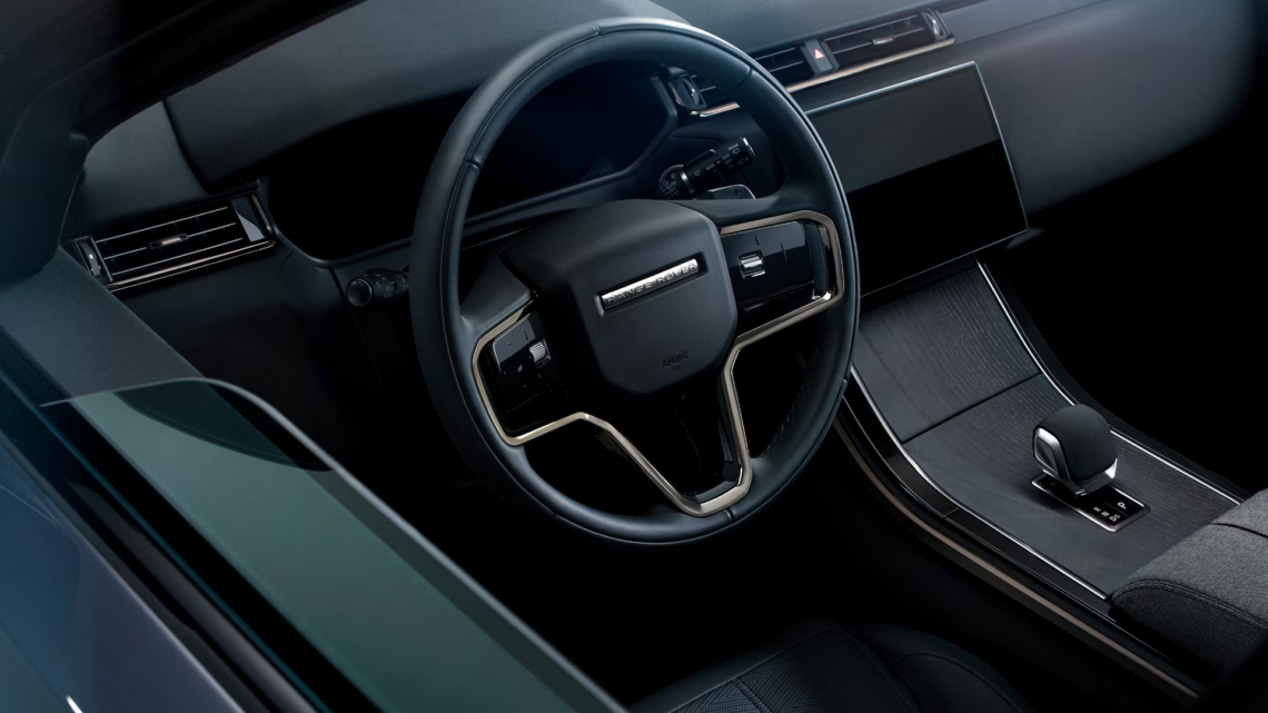 The steering wheel of the 2026 Range Rover Velar